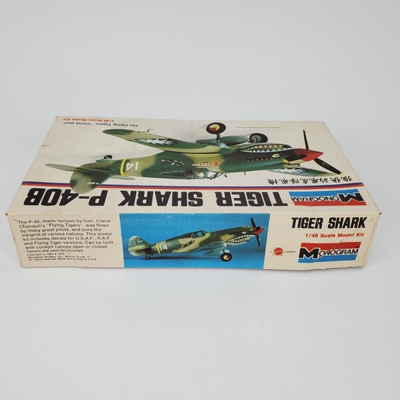 Monogram Tiger Shark P-40B 1/48 Scale Model Kit 6803 Flying Tigers 1973 Vintage - Picture 7 of 8